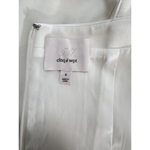 CINQ A SEPT size 6 midi ivory midi sleeveless - Picture 5 of 5
